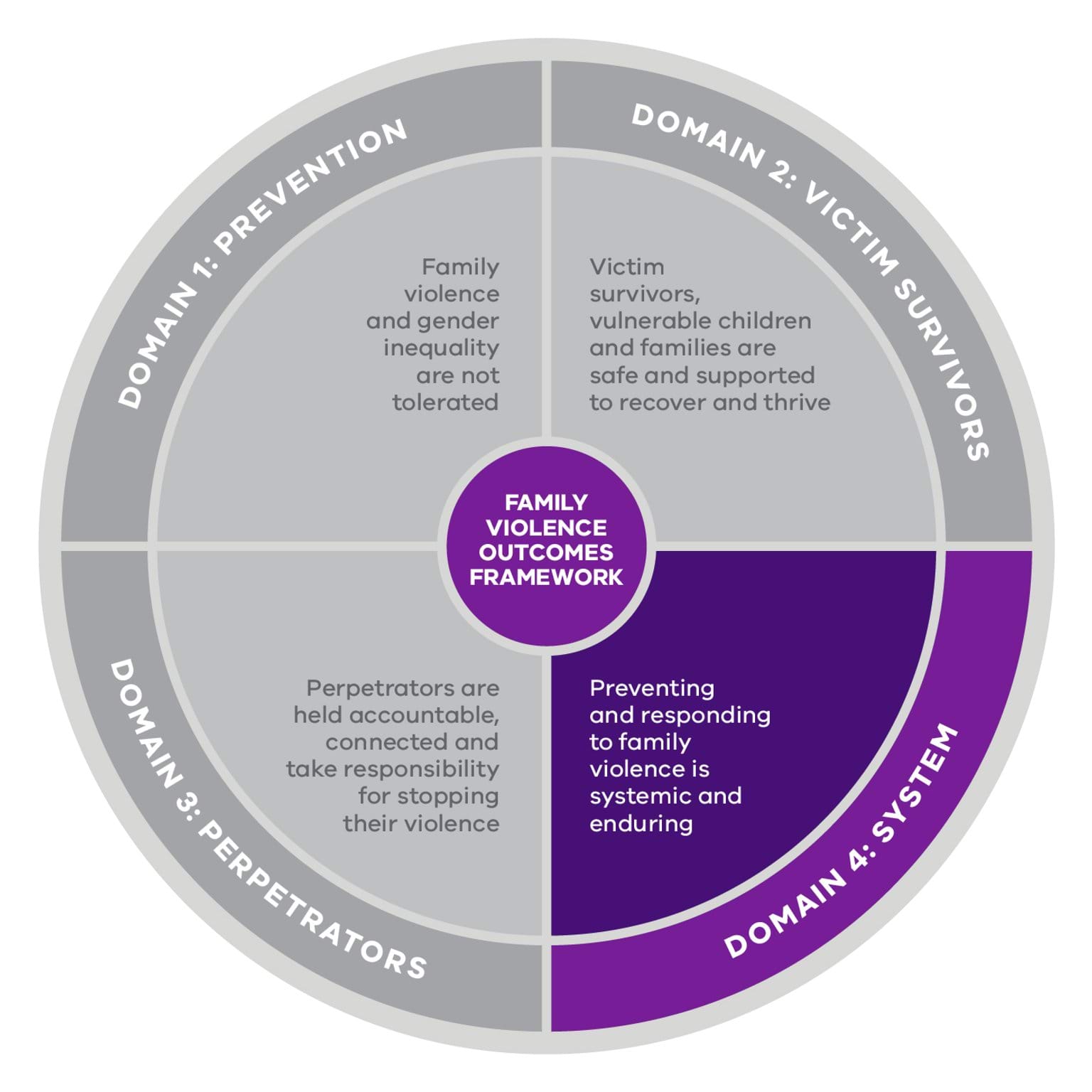 Domain 4, Preventing and responding to family violence is systemic and enduring