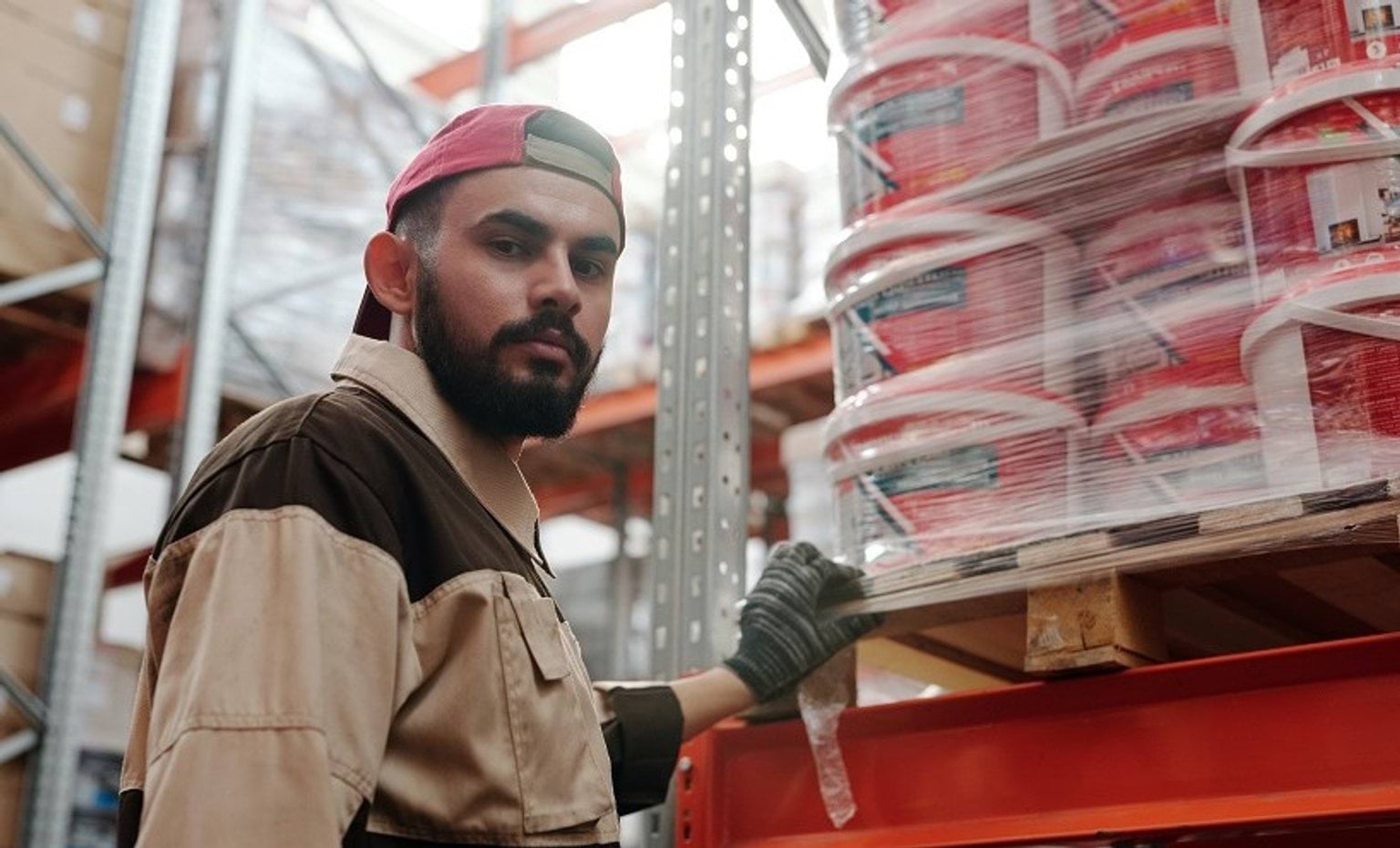 portrait of a male worker in a warehouse