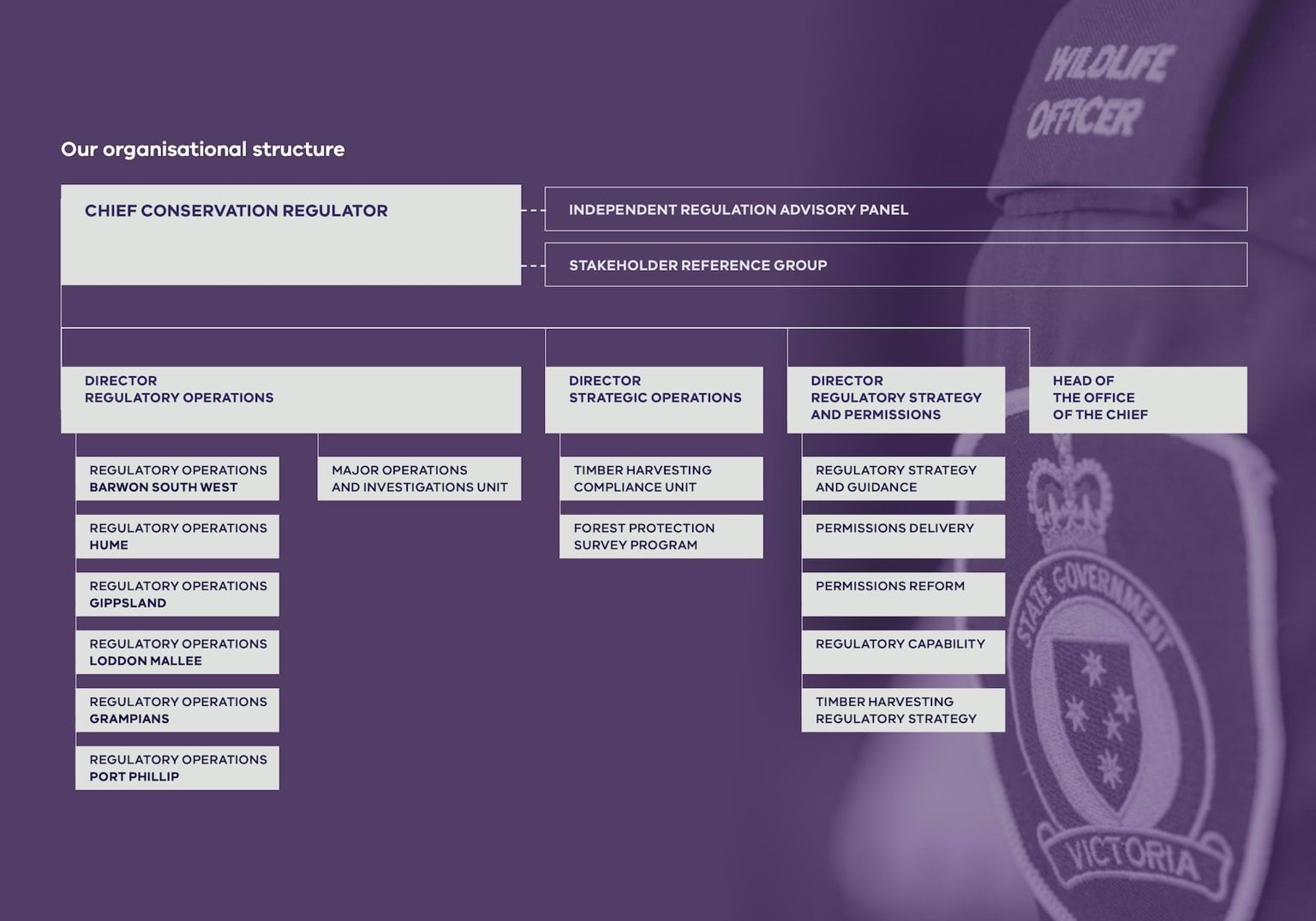Diagram showing organisational structure for Conservation Regulator