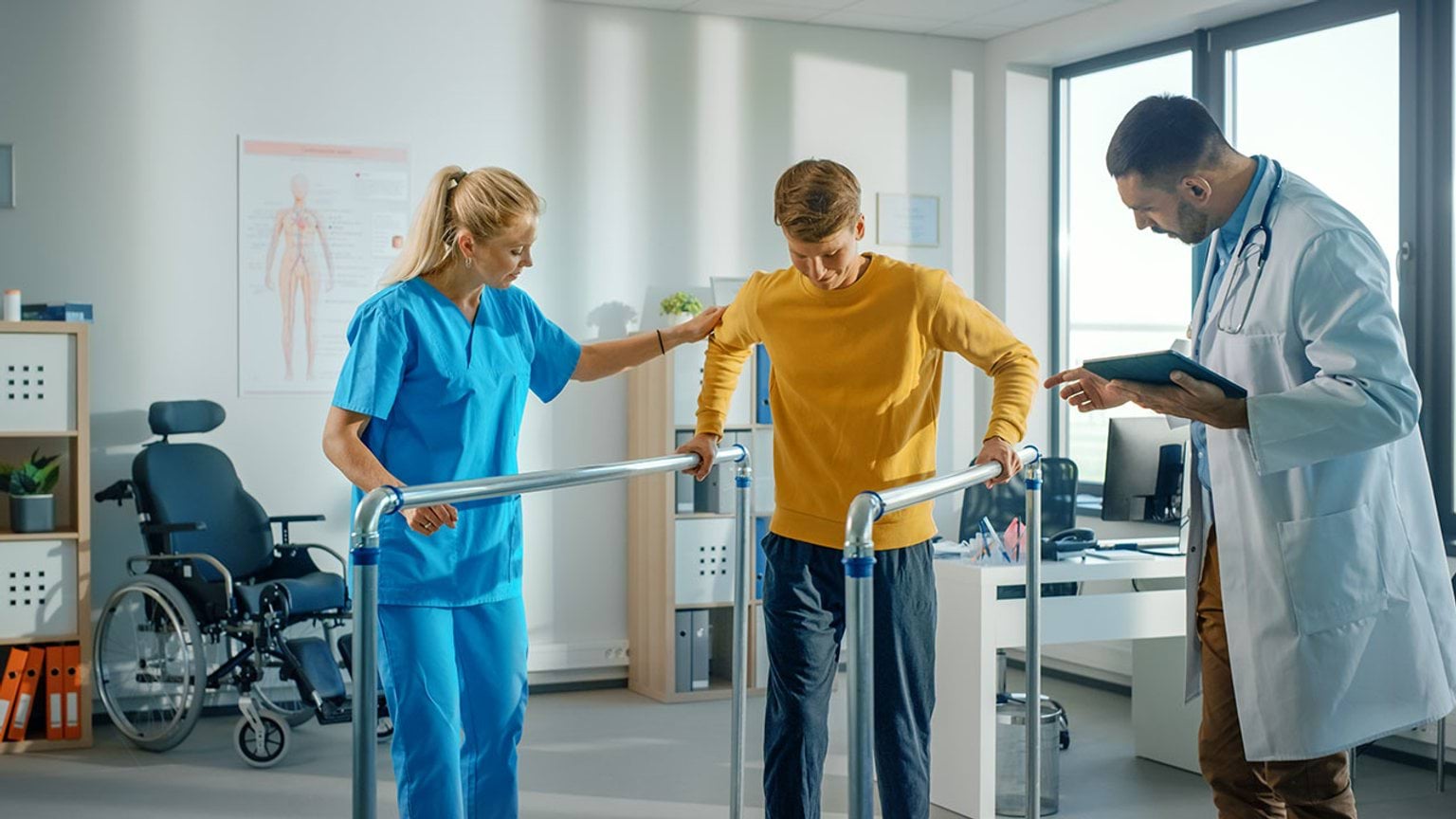 Therapy session in rehabilitation setting