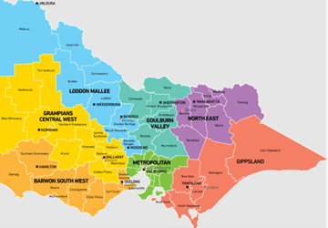 Map of Victoria divides into 7 declared regions