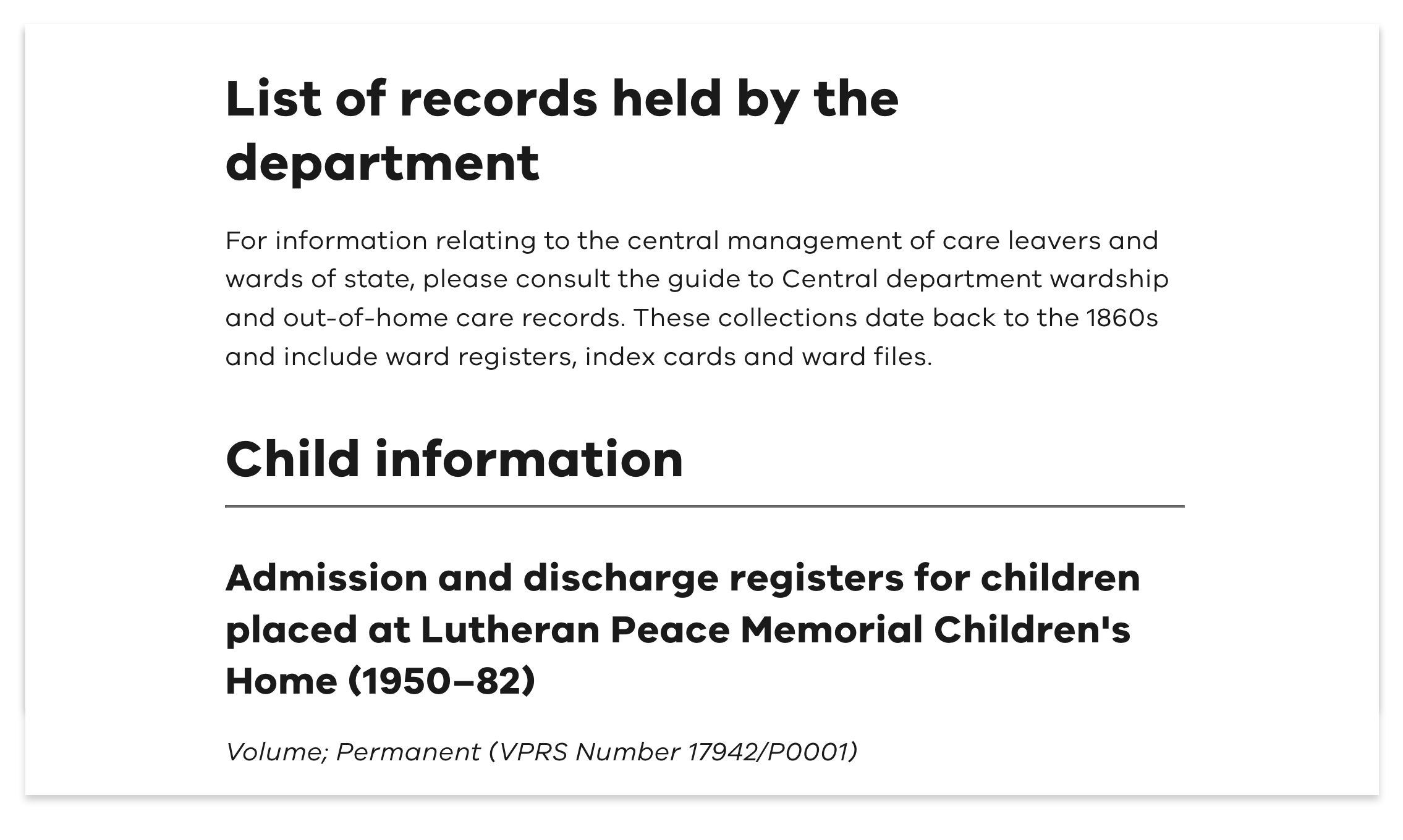 Sample of guide extract for Lutheran Children's Home