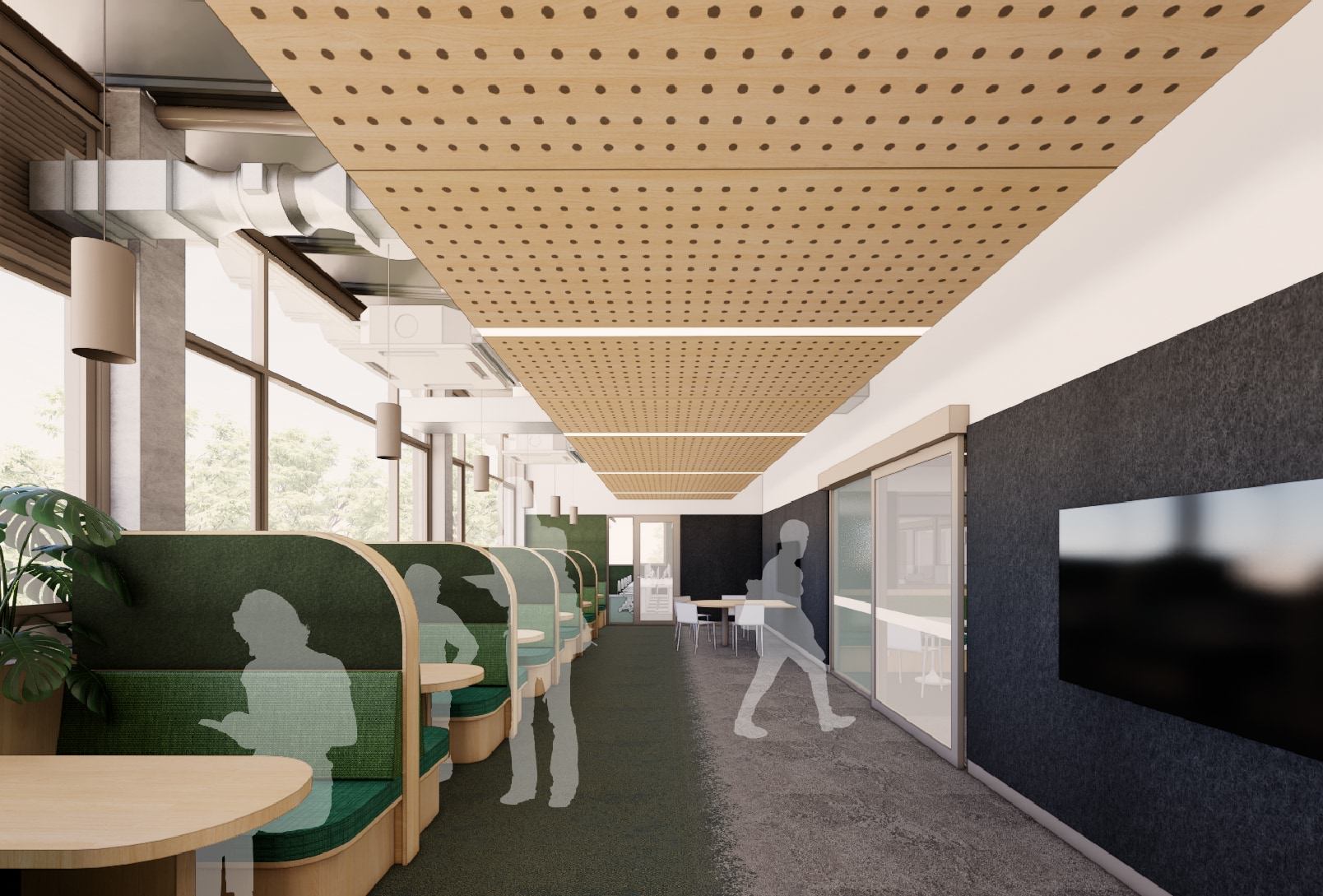 A bright and modern Level 1 collaboration area