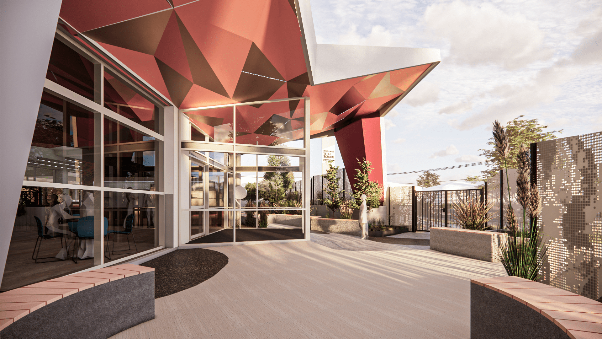Exterior shot of the Warrnambool Tech School's entrance