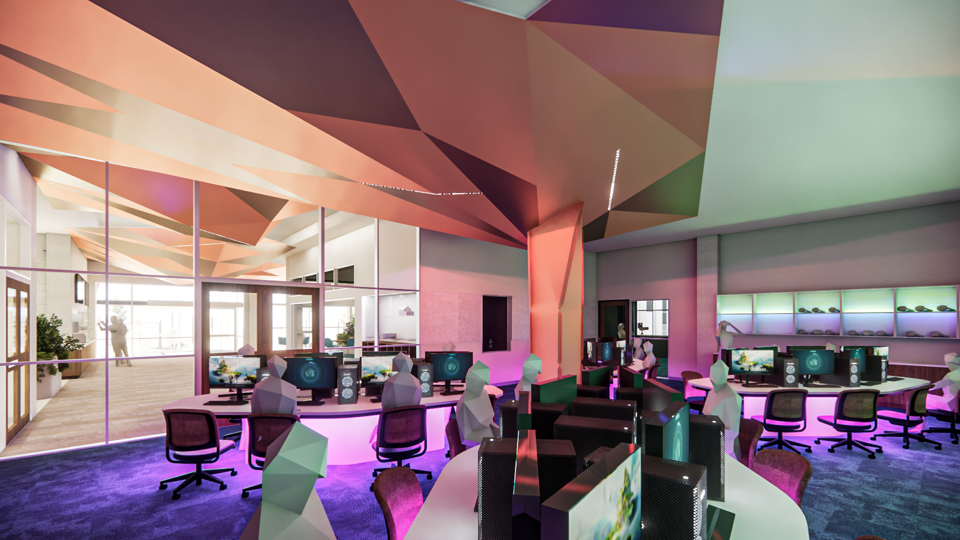 Interior of a modern computer room