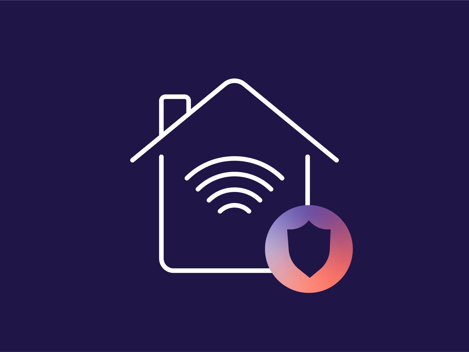 Secure your smart devices Icon of house with wifi symbol and security symbol