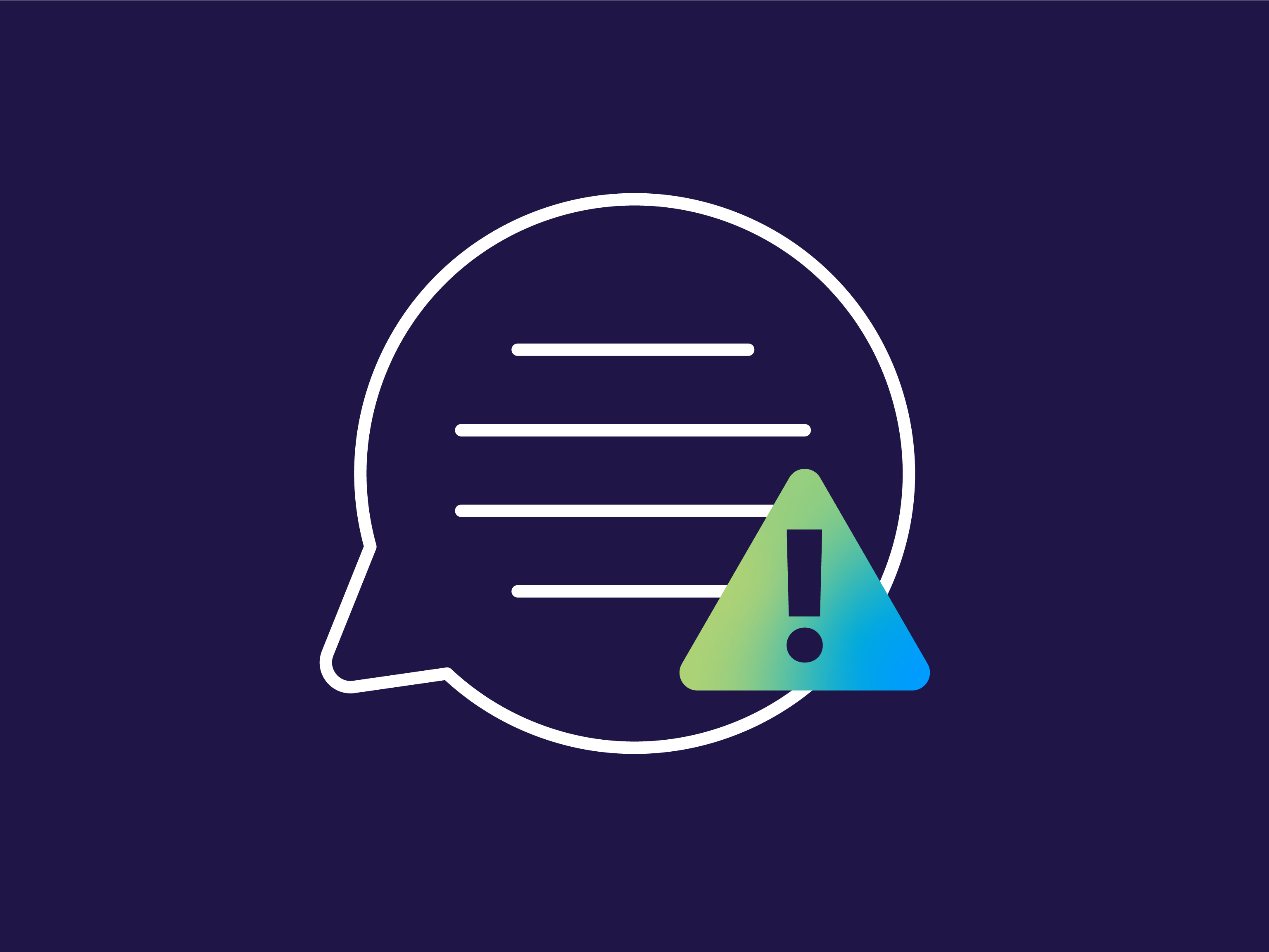 Stay safe from scams Icon showing a speech bubble and exclamation mark symbol to symbolise staying safe from scams.