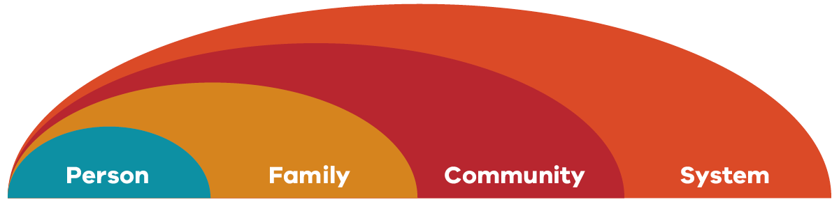 Our focus areas: Person, Family, Community, System