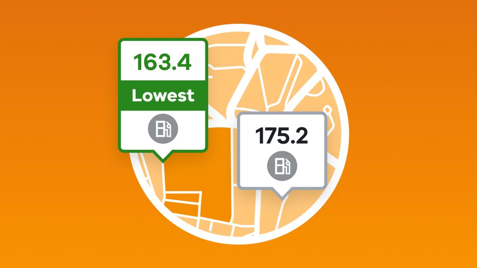 Servo Saver Image shows map indicating location with cheapest fuel