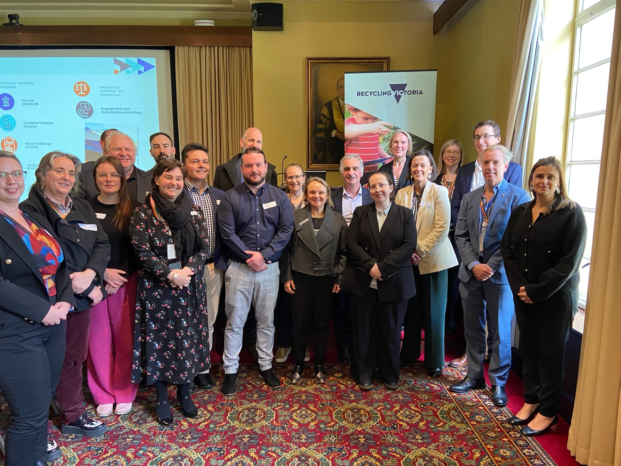 Group photo of attendees - Recycling Victoria staff and local government representatives.