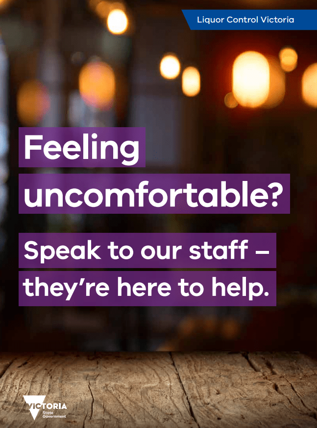 Optional signage - Feeling uncomfortable? Speak to staff